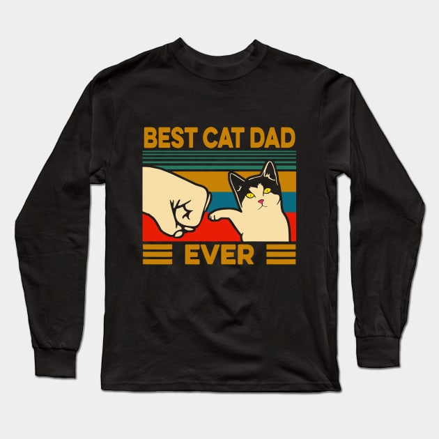 Vintage Best Cat Dad Ever Long Sleeve T-Shirt by karascom